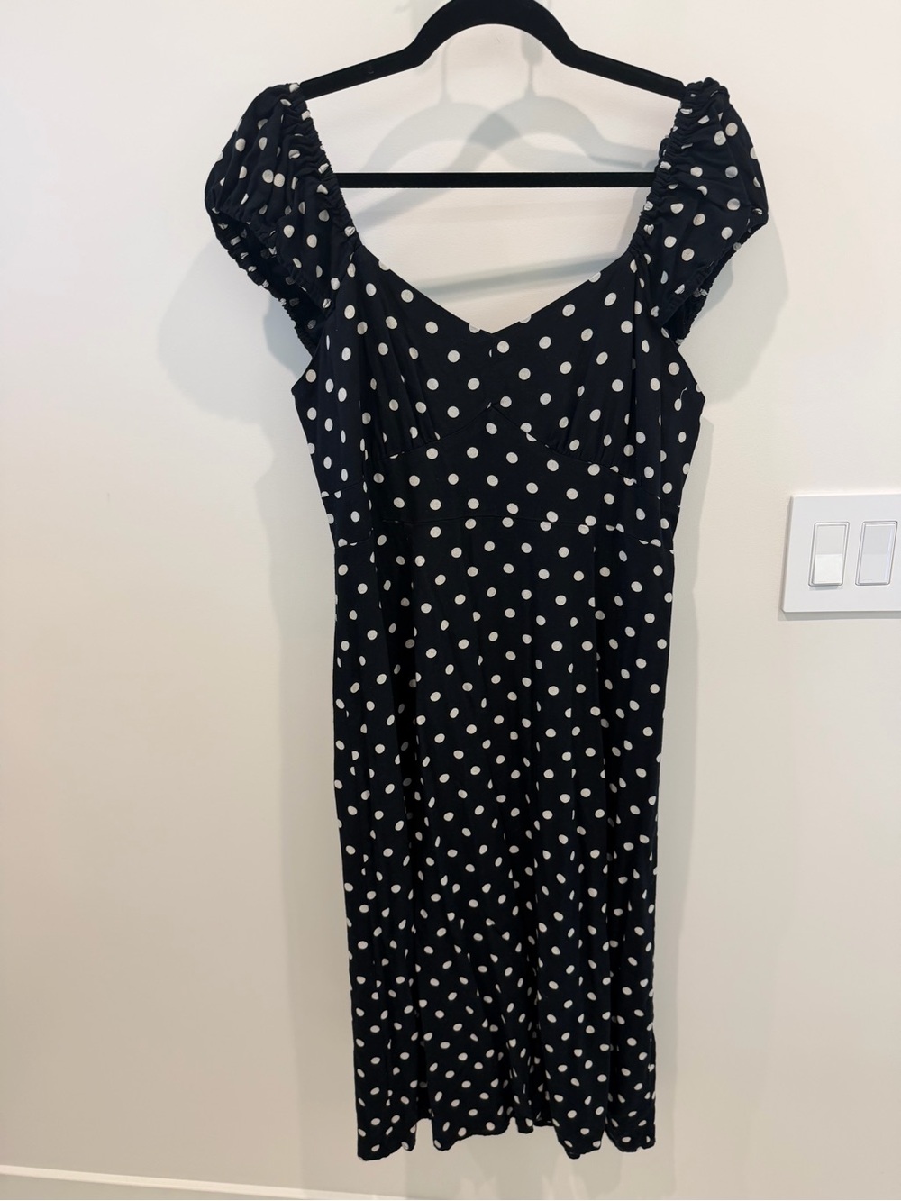 Old Navy Black and White Polka Dot Midi Dress